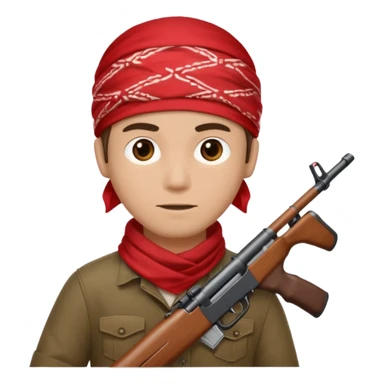 A man with bandana and a rifle  sticker