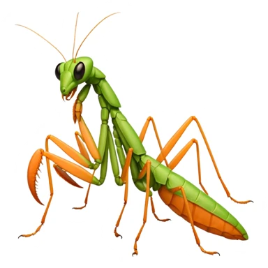 Orange praying mantis sticker