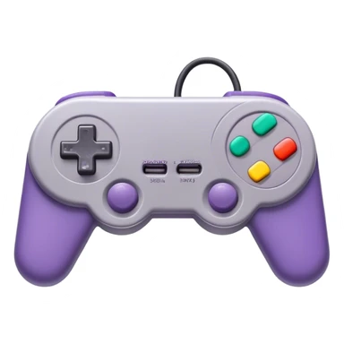 Clash of Clans aesthetic: Cinematic Playful SNES Controller Portrait Emoji, rendered in a 3D vector-style similar to standard emojis with minimal shading and bold, simplified shapes. A compact, distinct form with signature details, softly glowing with a nostalgic gaming charm. Simplified yet unmistakably iconic, highly detailed and consistent, glowing with a soft radiance and high shine. Stylized with a touch of retro gaming magic and a soft glowing outline, capturing the essence of a beloved gaming relic with a friendly, playful manner! sticker