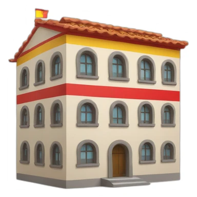 Building with Spanish flag sticker