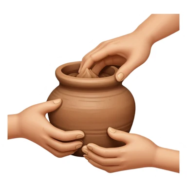 Hands kneading pottery clay sticker