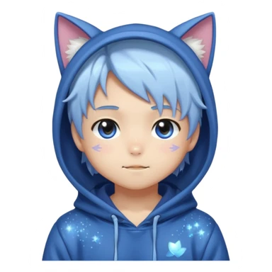 Cute Kawaii Beautiful Gorgeous Sparkly Shiny Blushing Anime Style Catboy With Pretty Hair And Hoodie sticker