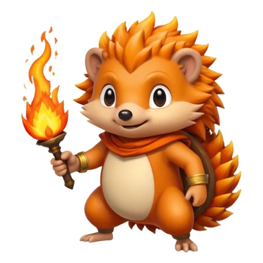 fire bender hedgehog fire in hand posing sticker