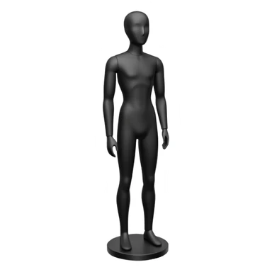 Minimalistic flat vector icon, iOS style, thin black contour on white background. Matte black mannequin in front of in 3D monochrome style. sticker