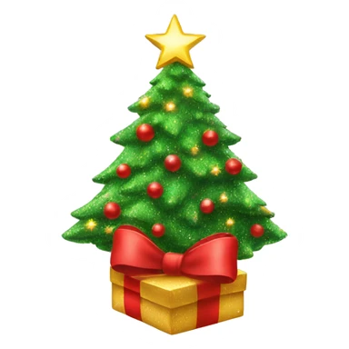 Sparkly Christmas tree with a red big bow on top  sticker