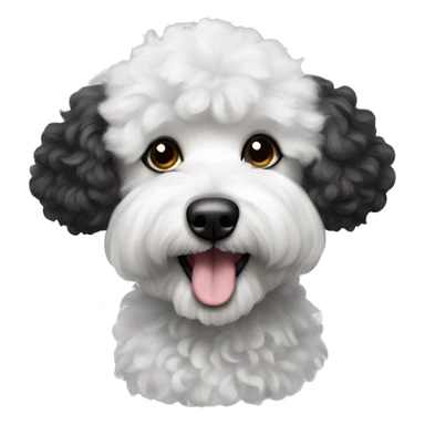 Fluffy black and white poodle mix sticker