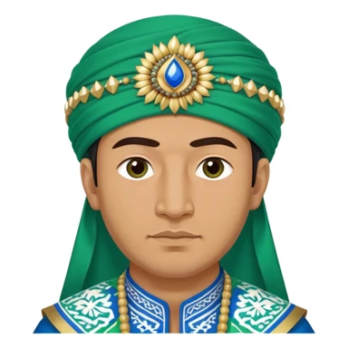 uzbek man with green and blue national outfit headdress sticker