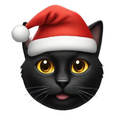 Black cat with Santa hat sticker