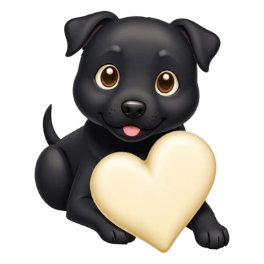 Black dog and cream hearts  sticker