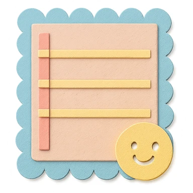 soft pastel minimal daily schedule grid with cute borders, with a smiling face in the corner sticker