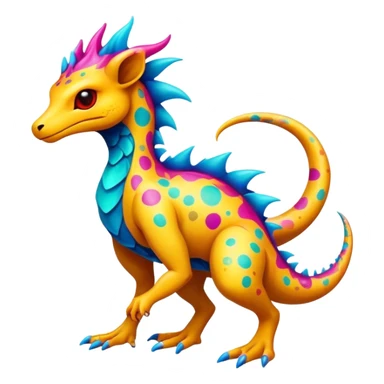 a vibrant colorful edgy vernid-fionbri-creature with splash patterns full body sticker