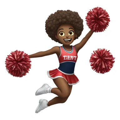 Cheerleader jumping in are with Pom poms in her hands  sticker