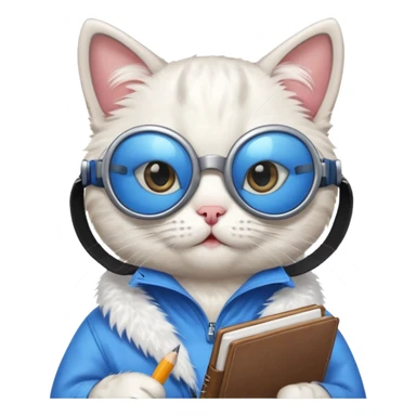 funny cat with planner with blue goggles sticker