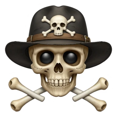 A skull and crossbones wearing a black wide brimmed traveler's hat. sticker