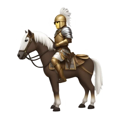 an avar nomadic soldier  with white skin and brown armor on a horse from the side sticker