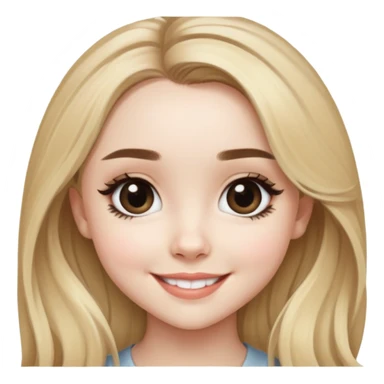 Sabrina Carpenter with blonde hair and big eyes, smiling sticker
