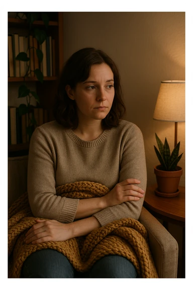 donna che vuole rimanere nella sua zona di comfort. Immagini realistiche sticker