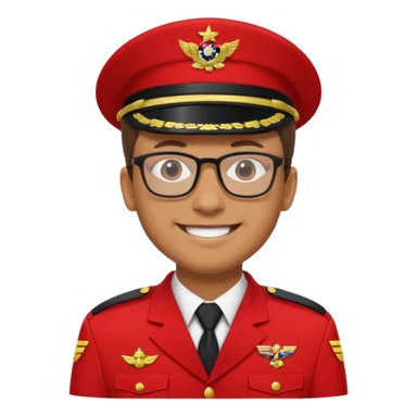 Smiling military man with glasses in red uniform sticker