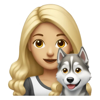 Blonde girl with husky sticker