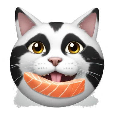 Black and white cat, like Felix eating salmon sticker