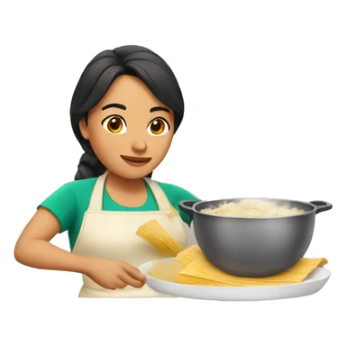 Mexican woman cooking tamales sticker