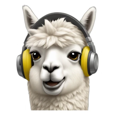 alpaca wearing headphones sticker