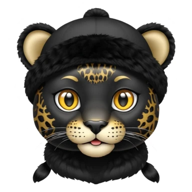 A black jaguar wearing a baby hat sticker