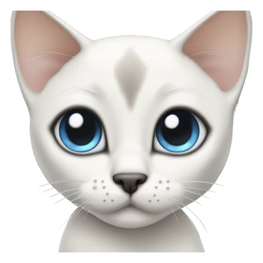 extremely cute kawaii white siamese cat with gray markings and blue eyes sticker