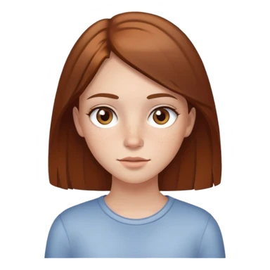 A girl, with straight brown hair, light brown eyes and freckles sticker