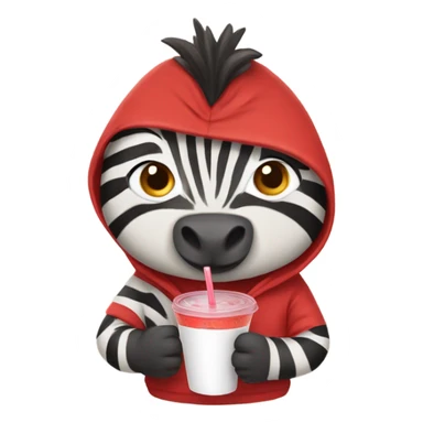 Zebra wearing red hoodie drinking boba sticker