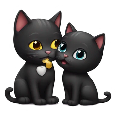  Black cat and kiss sticker