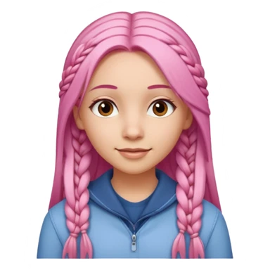 A light-skinned woman with long straight pink hair, lightly styled with small braids, brown eyes, and a gentle smile. sticker