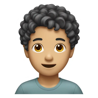 Asian boy with curly hair sticker