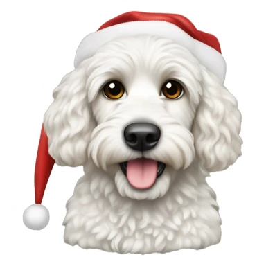 White cockapoo with Santa hat sticker