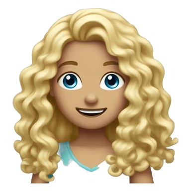 Girl with blue eyes and long blonde curly hair going thumbs up sticker