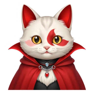 {
      "type": "object",
      "look": "cat in red collar cloak",
      "description": "a cute vampire cat wearing a red collar cloak"
    } sticker