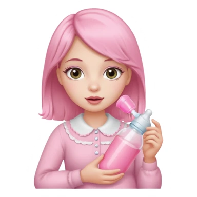 sissy character holding a pink baby bottle sticker