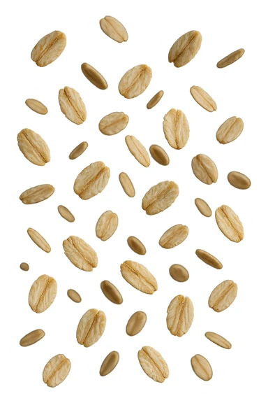 fiocchi di avena fluttuano in aria, iperrealistici 4k sticker