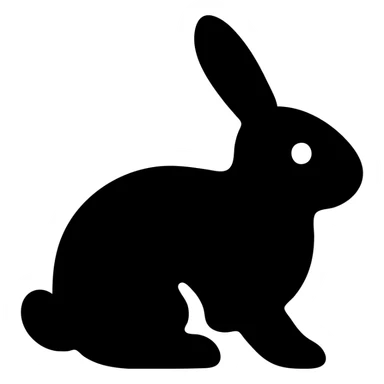 rabbit, solid black filled icon, bold shape, no color sticker