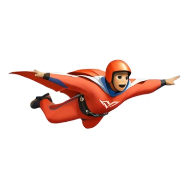 A daring wingsuit athlete soaring between towering mountains, with their wingsuit fully stretched, cutting through the air at high speed. The background features dramatic cliffs and a vast sky, emphasizing the thrill and freedom of base jumping. sticker