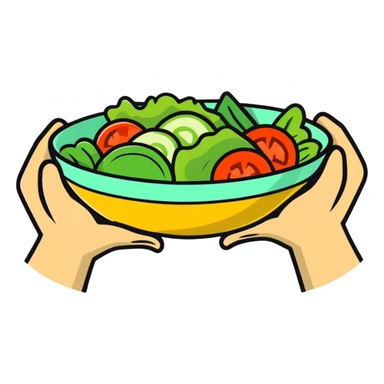 hands holding a salad bowl sticker