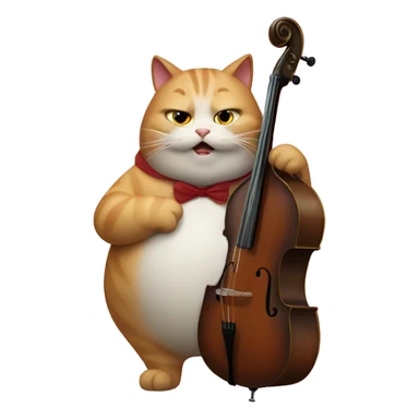 Obese cat playing double bass sticker