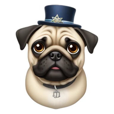 pug with jewish hat and paces sticker