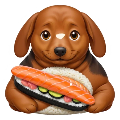 overweight dachshund eating too much sushi  sticker