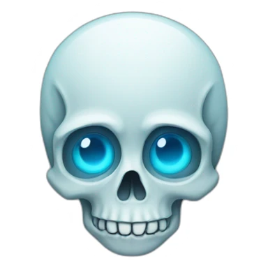 emoji of a skull with light blue eyes sticker