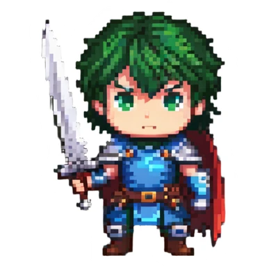 chibi hero protagonist character with sword sticker