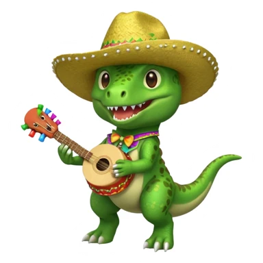 T. rex wearing a Mariachi hat and holding maracas sticker