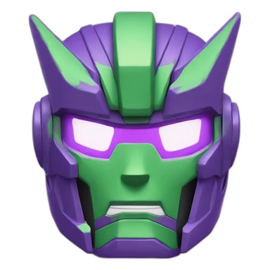 purple and green gundam face sticker