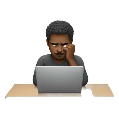 Man thinking and focus working with an laptop  sticker