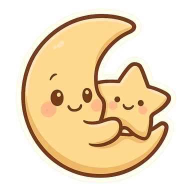 Moon and star sticker